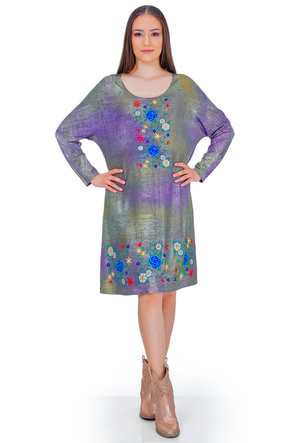 Rochie jerse cu broderie 3217